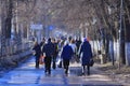Vologda, RUSSIA Ã¢â¬â MARCH 10: crowd of people on the street, pedestrians on March 10, 2014